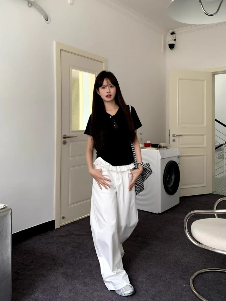 Ruby | Elegant Lace-Trimmed Wide-Leg Jeans
