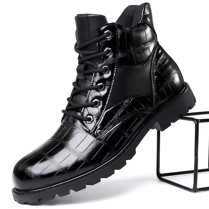 Levi - Croc-Embossed Leather Boots