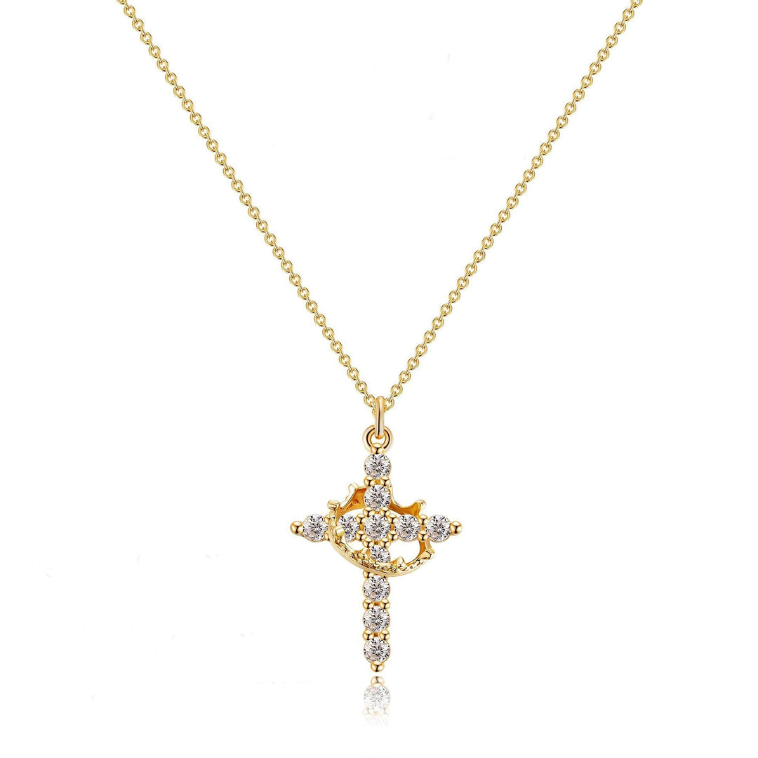Rachael | Classic Cross & Crown Necklace