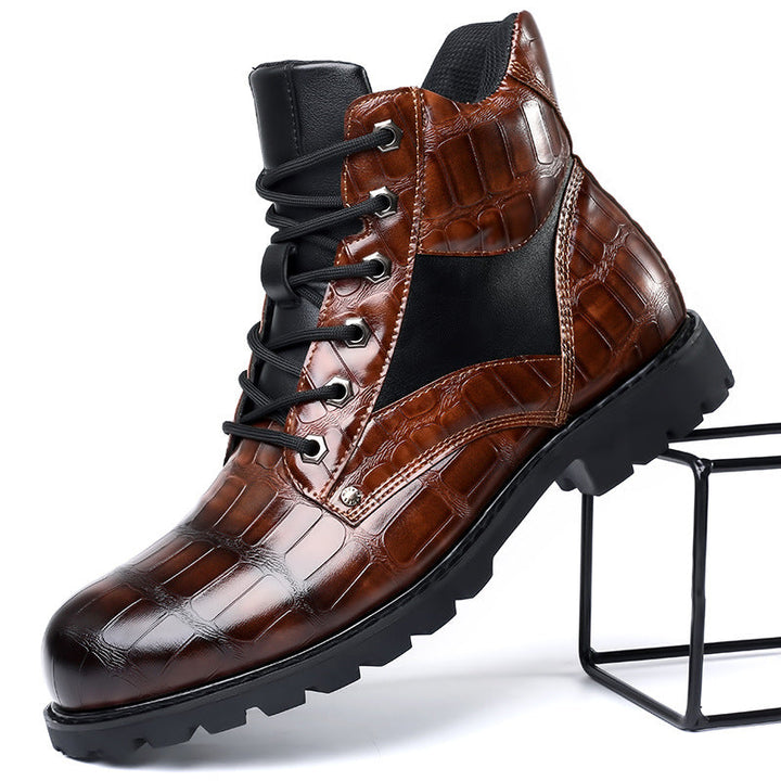 Levi - Croc-Embossed Leather Boots