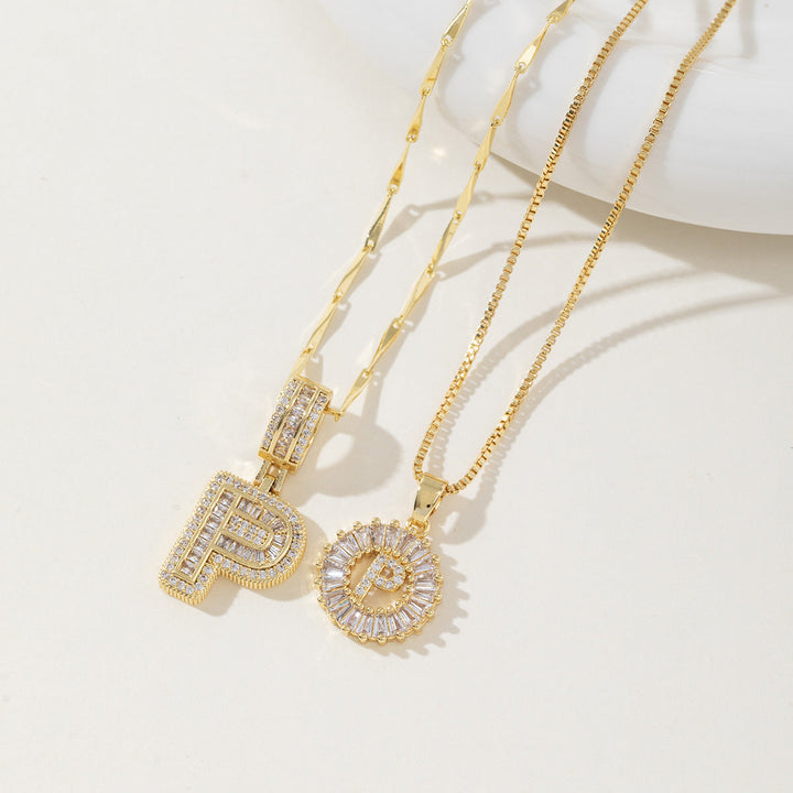 Danielle | Elegant 2-Pack Initial Letter Pendant Necklaces