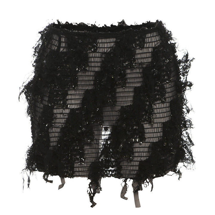 Tamara | Chic Fringe Detail High-Waist Mini Skirt
