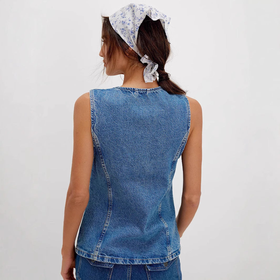 Poppy | Comfy Button Down Sleeveless Vest