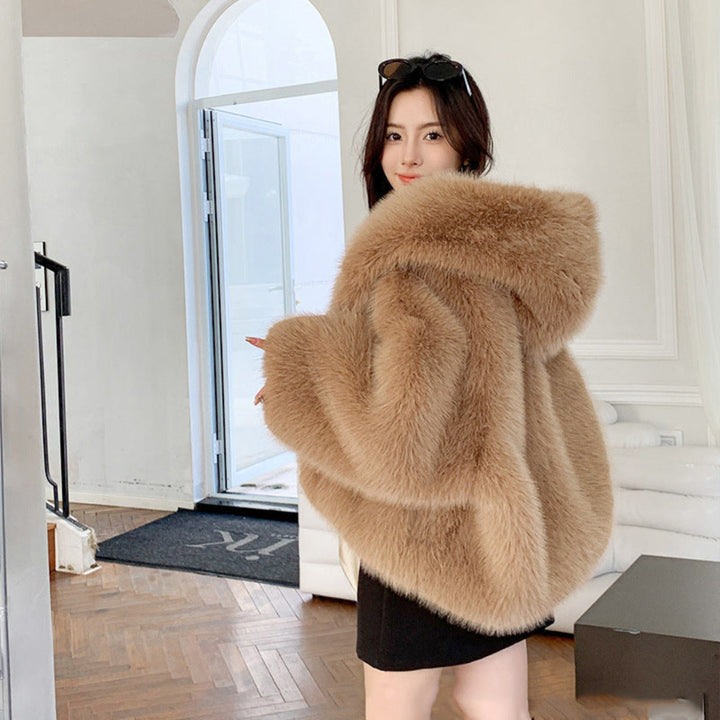 Alice | Comfy Hooded Long Sleeve Faux Coat