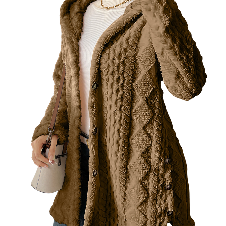 Amelia | Cosy Jacquard Fuzzy Hooded Cardigan