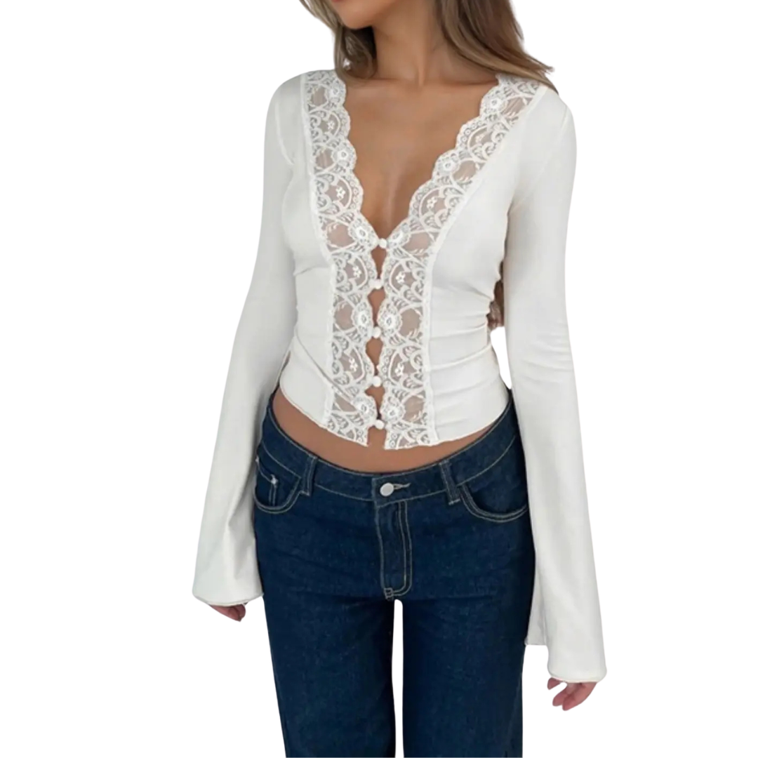 Alana | Lace Cropped Cardigan Top