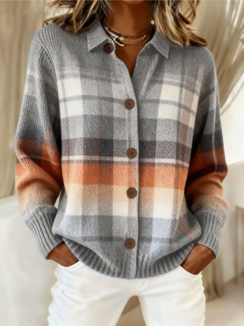 Evie | Warm ombré check cardigan