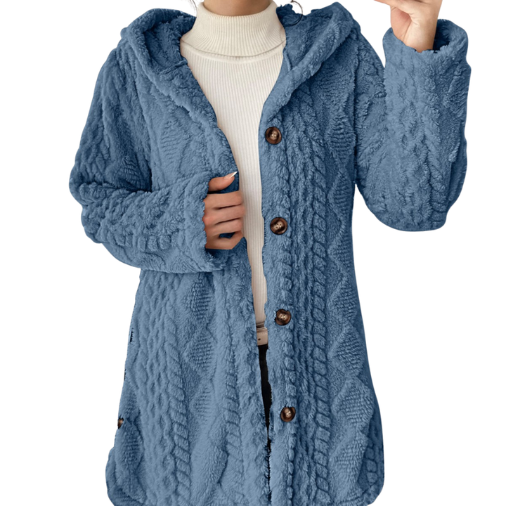 Amelia | Cosy Jacquard Fuzzy Hooded Cardigan