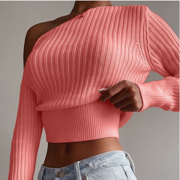 Hannah | Asymmetric One Shoulder Knit Sweater