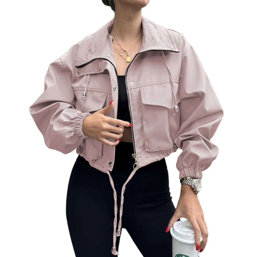 Xanthe | Solid Zip-Up Crop Jacket