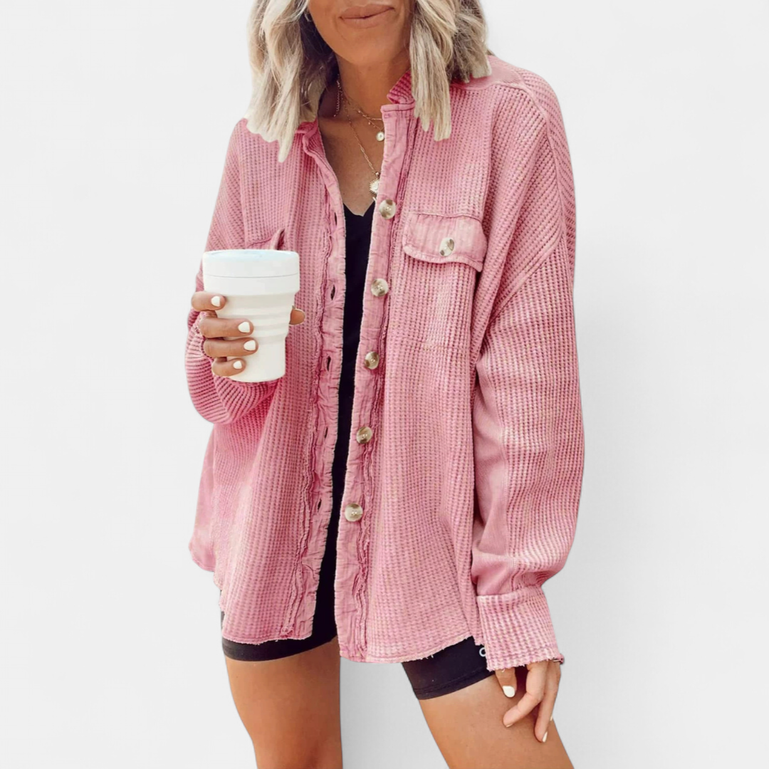 Kara | Relaxed Batwing Waffle Knit Shacket