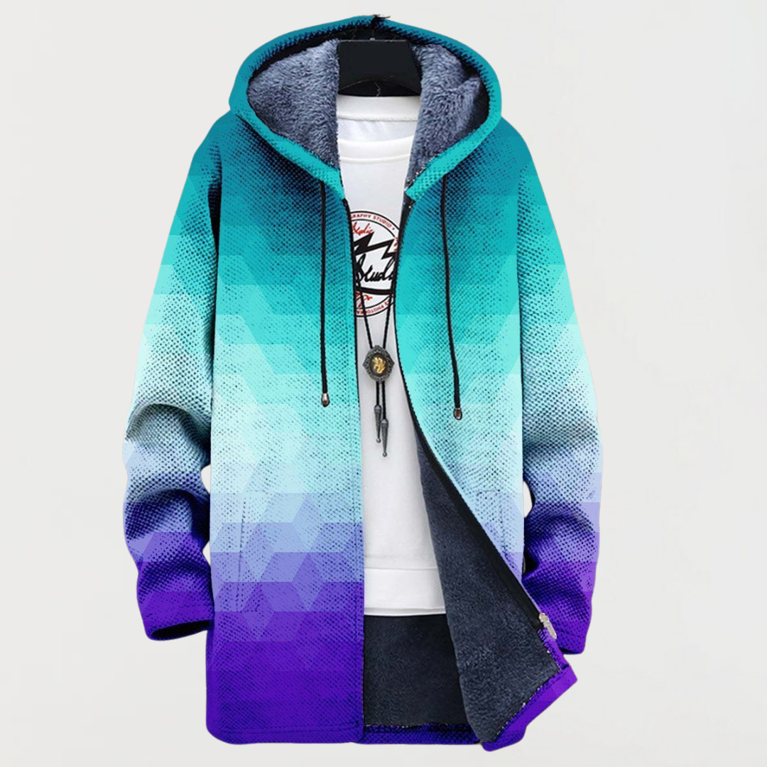 Ruby transition jacket with hexagon pattern