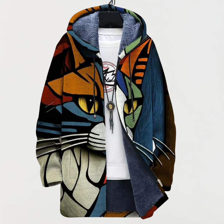 Ella jacket with abstract cat motif