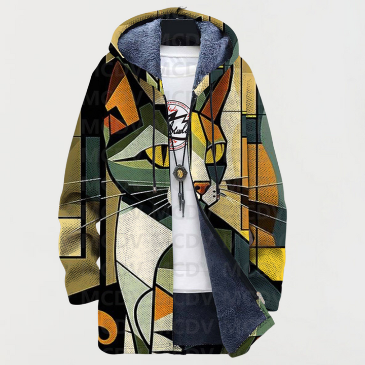 Amelia jacket with geometric cat pattern