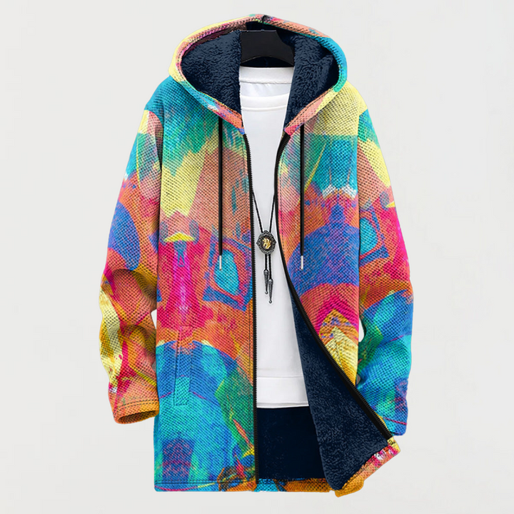 Charlotte jacket with colorful art pattern