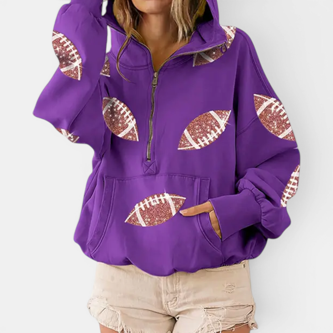 Zoe | Game Day Football Print Hoodie