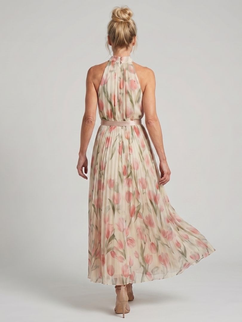 Sylvia Floral Halter Neck Midi Dress