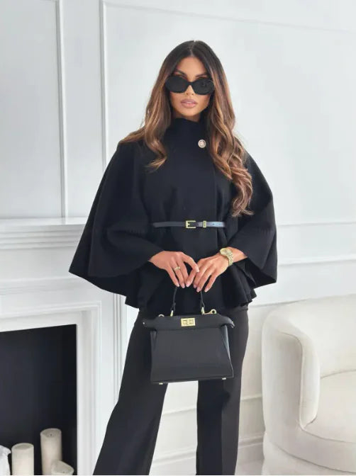 Phoebe | Stylish High Neck Cape Jacket