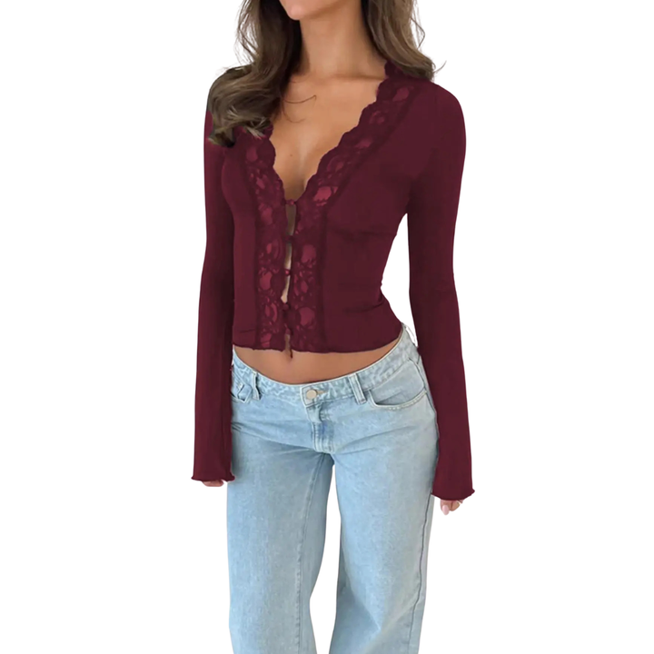 Alana | Lace Cropped Cardigan Top
