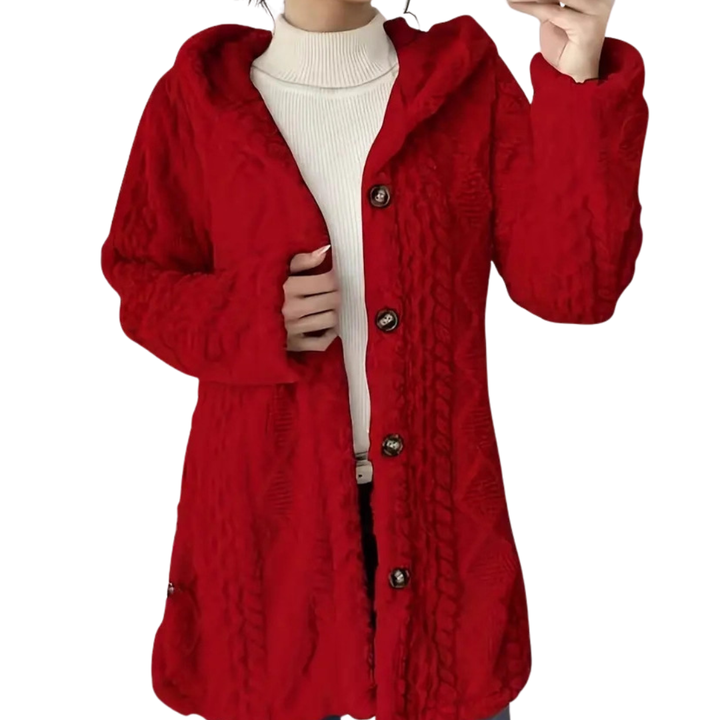 Amelia | Cosy Jacquard Fuzzy Hooded Cardigan