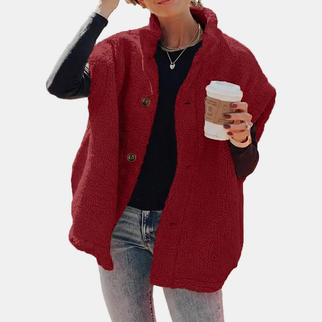Women's Sleeveless Sherpa Fleece Button Down Vest Jacket with Pockets