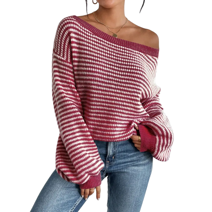Grace | Striped Drop-Shoulder Knit Sweater