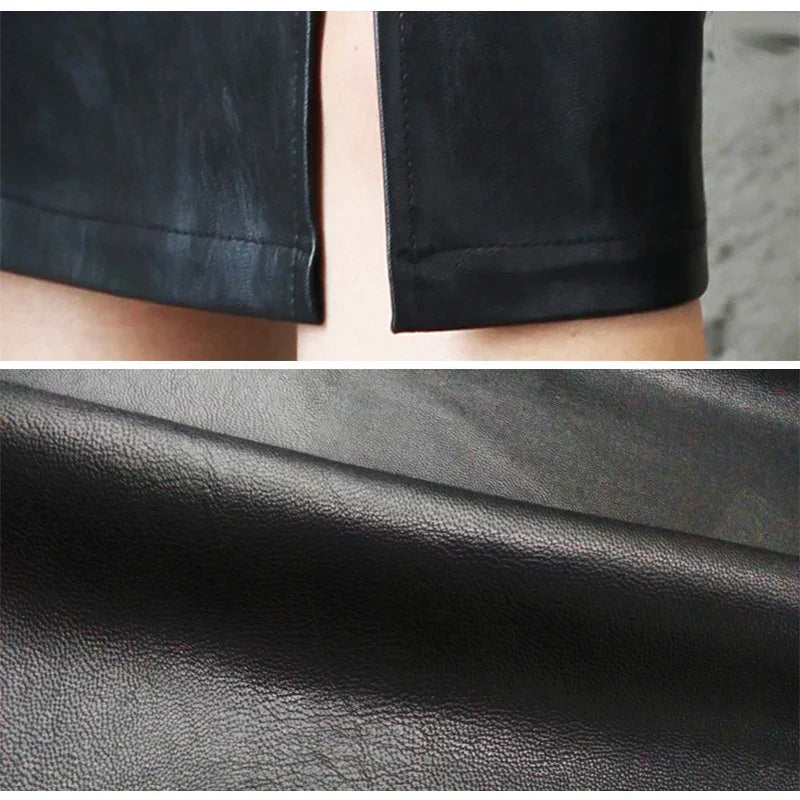 Yvette | Sleek Black Leather Pencil Skirt