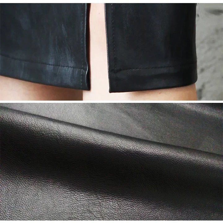 Yvette | Sleek Black Leather Pencil Skirt
