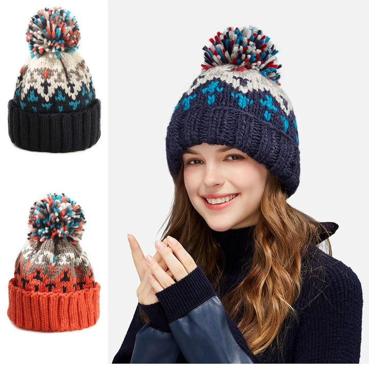Claire | Cosy Snowflake Pom Beanie
