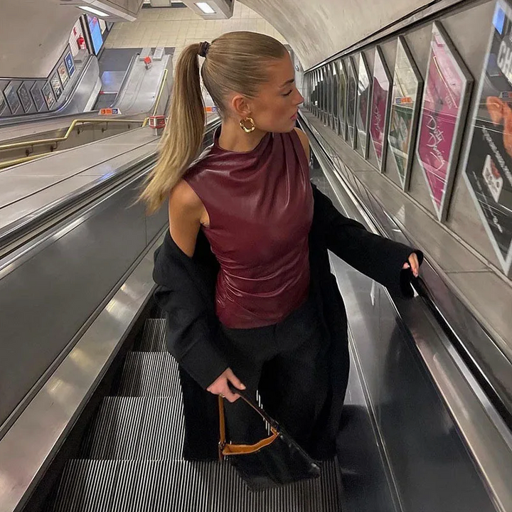 Gabrielle | Sleek Faux Leather Top