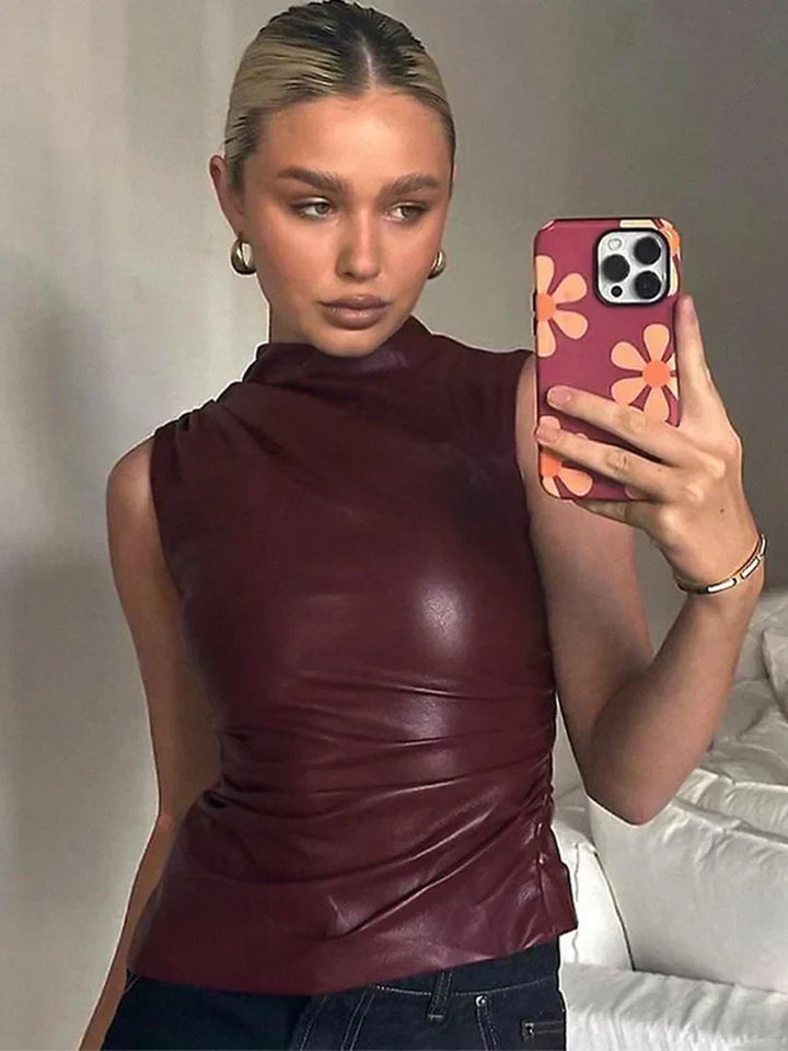 Gabrielle | Sleek Faux Leather Top