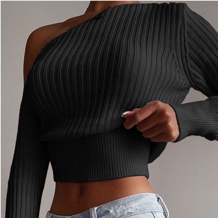 Hannah | Asymmetric One Shoulder Knit Sweater