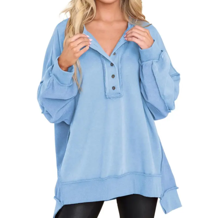 Amelia | Cosy Button Henley Oversized Sweatshirt