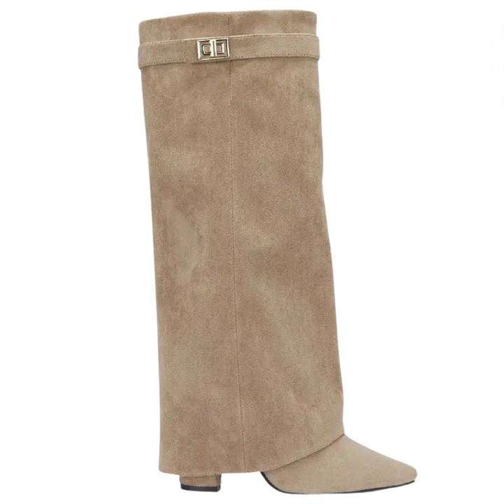 Sophie | Wide Calf Buckle Fold-Over Boots