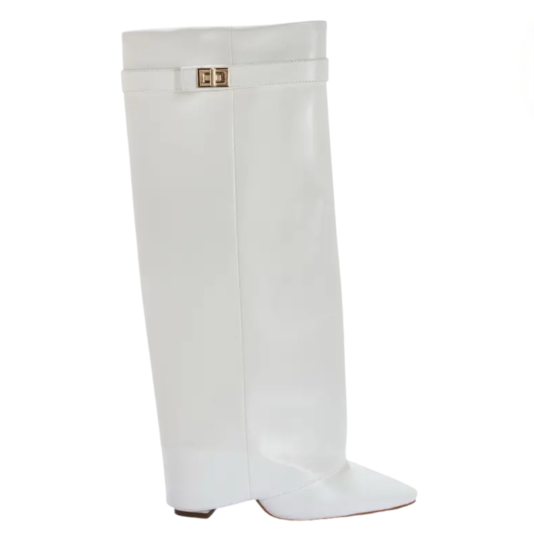 Sophie | Wide Calf Buckle Fold-Over Boots