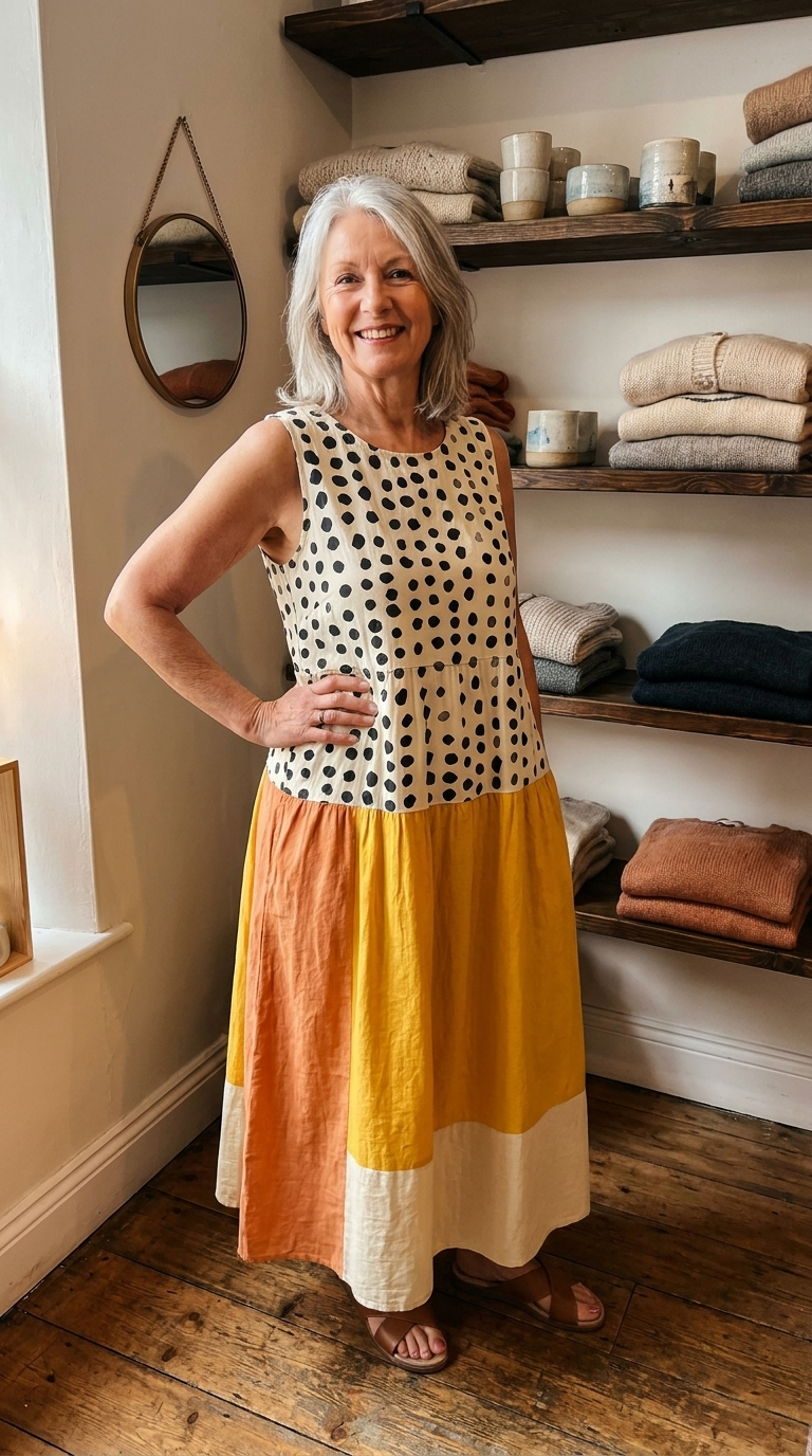 ALICE | POLKA COLOURBLOCK MIDI DRESS