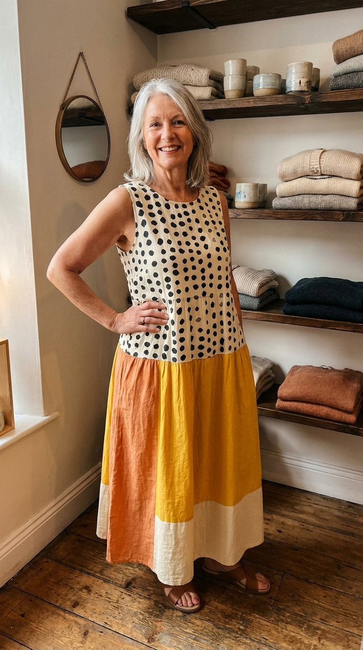 ALICE | POLKA COLOURBLOCK MIDI DRESS
