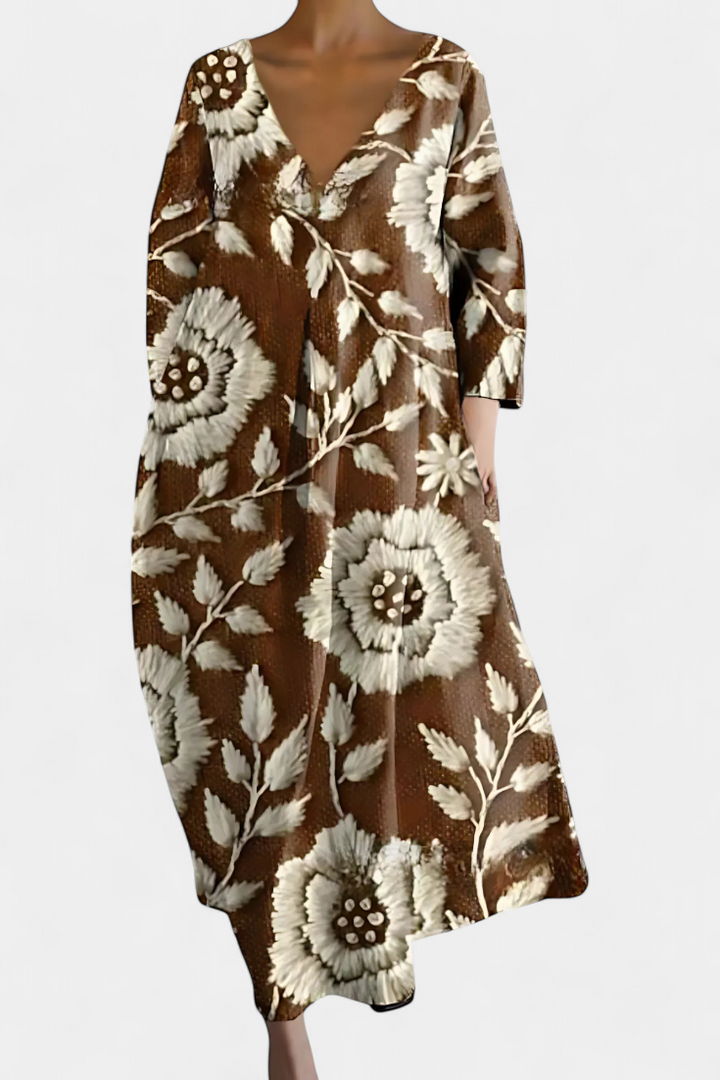 Lily - Colourful V-Neck Flowing Dress