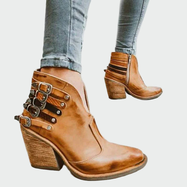 Renee - Retro Leather Ankle Boots