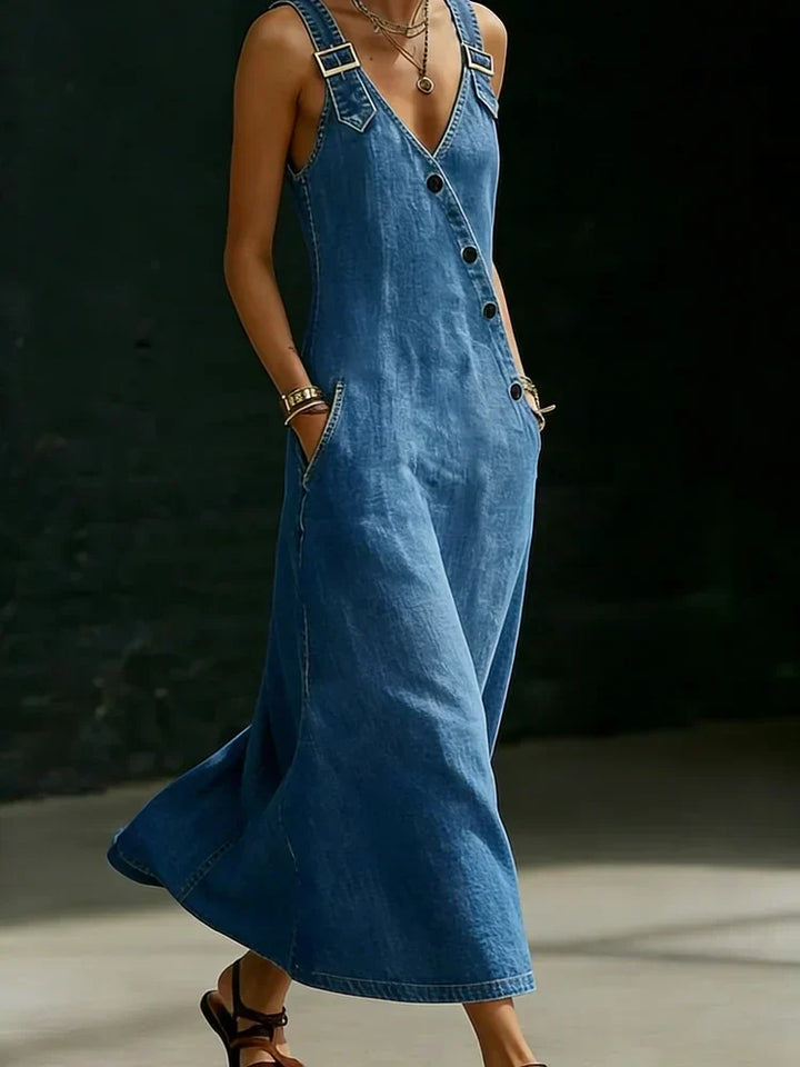 Lucy - Long Denim Button Down Dress