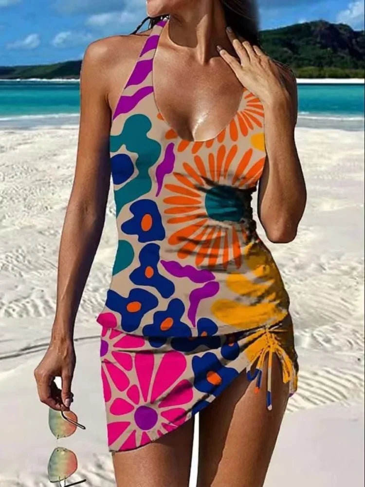 Isla - Floral Graphic Tummy-Control Tankini with Shorts
