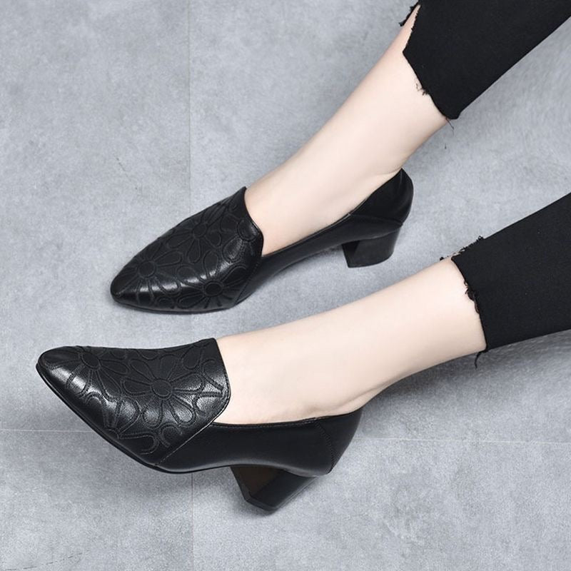 Ivy - Vegan Leather Embroidered Heels