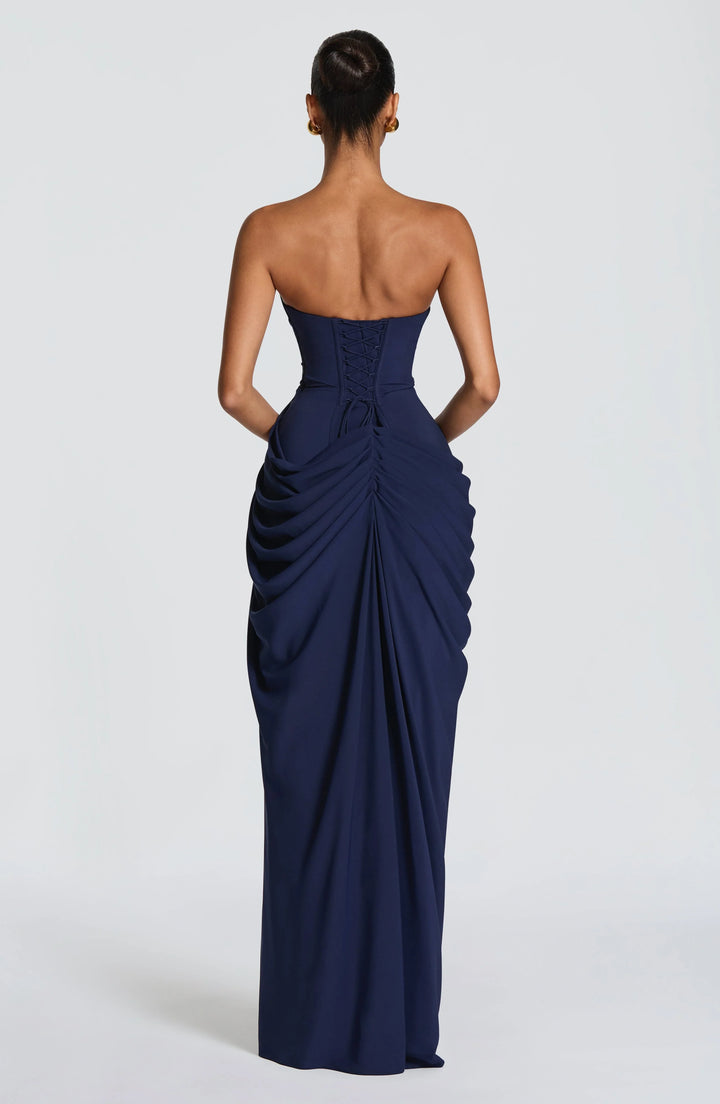 Clementine - Draped Long Dress with Split