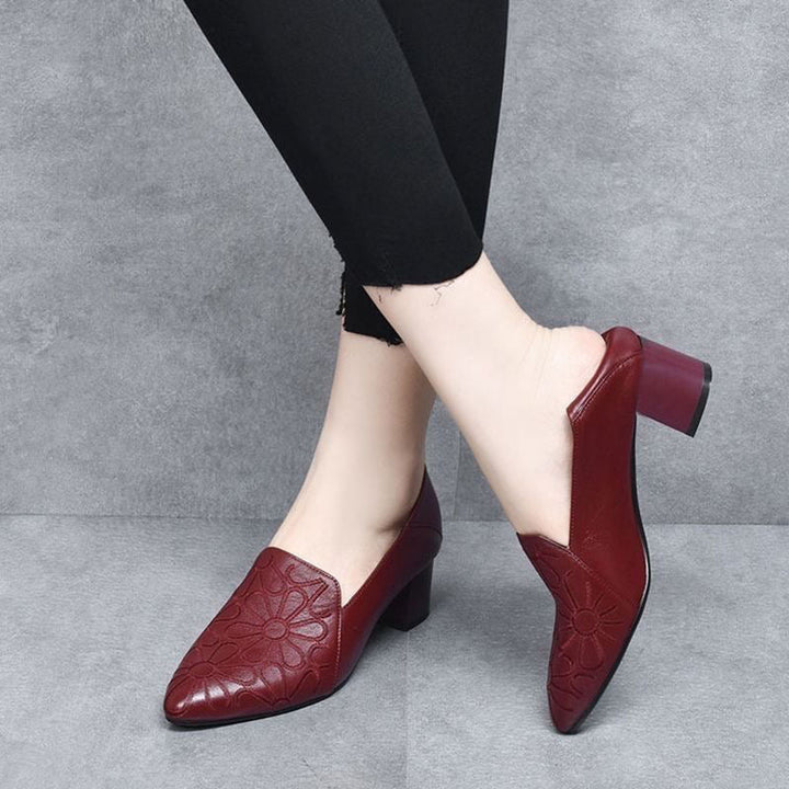 Ivy - Vegan Leather Embroidered Heels