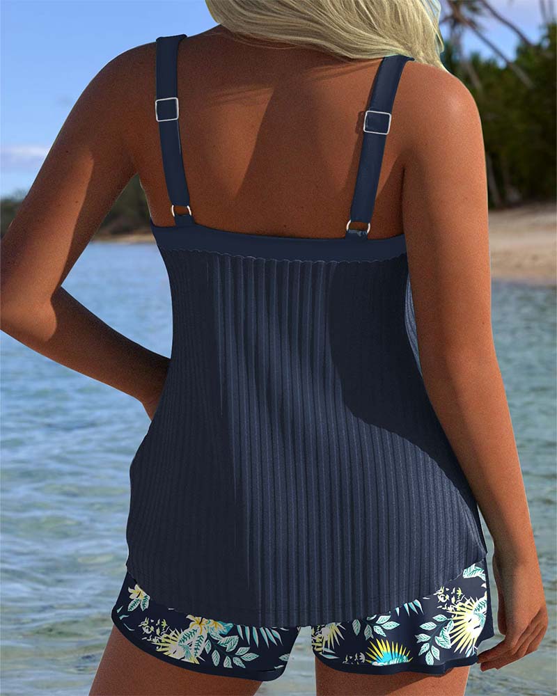 Poppy | Two-piece striped tankini with beach shorts