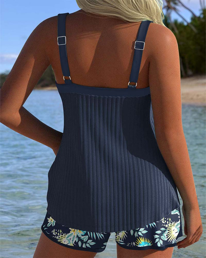 Poppy | Two-piece striped tankini with beach shorts