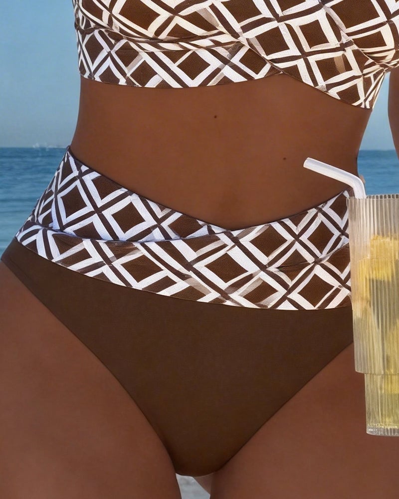 Paige - Two-Piece Bikini with Cut-Out Top and Diamond Pattern