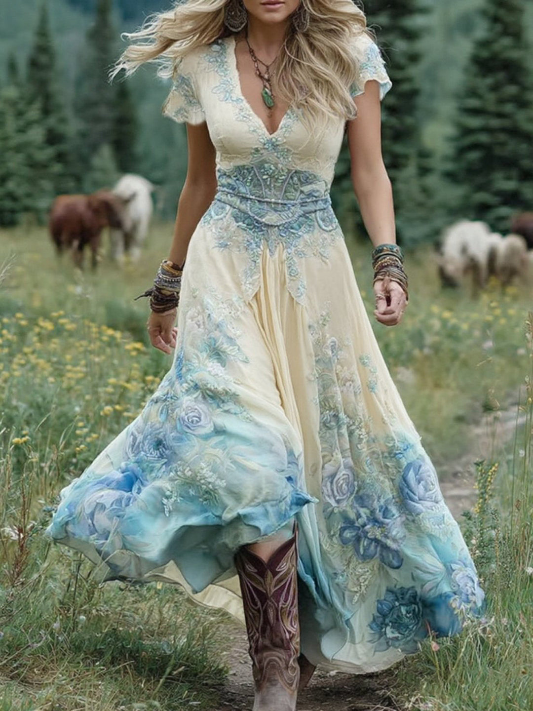 Jasmine - Floral High-Low Maxi Dress