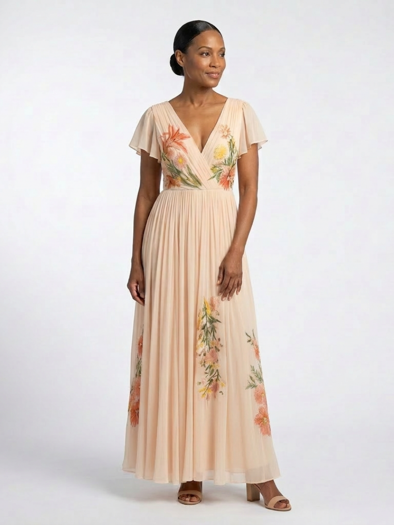 Isolde Floral Pleated Maxi Dress