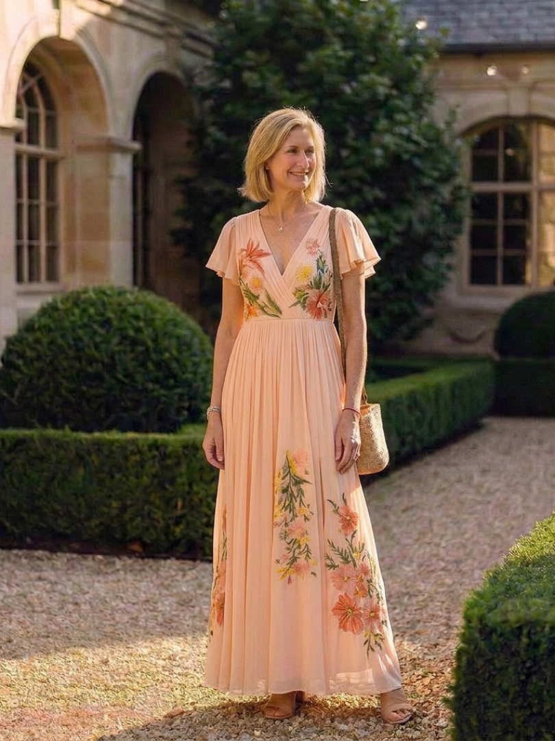Isolde Floral Pleated Maxi Dress